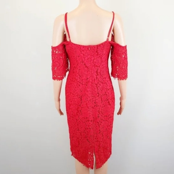 Bardot Karlie red cold shoulder lace mini dress - Picture 5 of 11